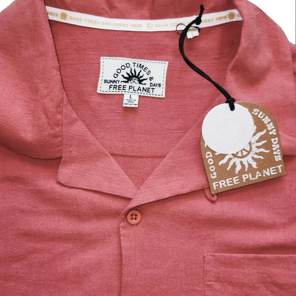 🌞 Free Planet Men’s Casual Button-Down Shirt – Size Large, Slate Rose, NWT - Picture 3 of 6
